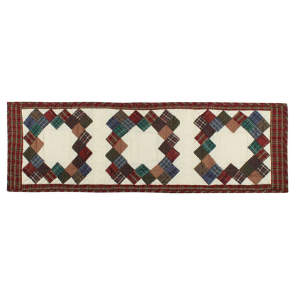 Quilted Table Runner & Toppers patchwork Boston common country fashion mix plaid and off white by HOME HEART Brands(Made in India)