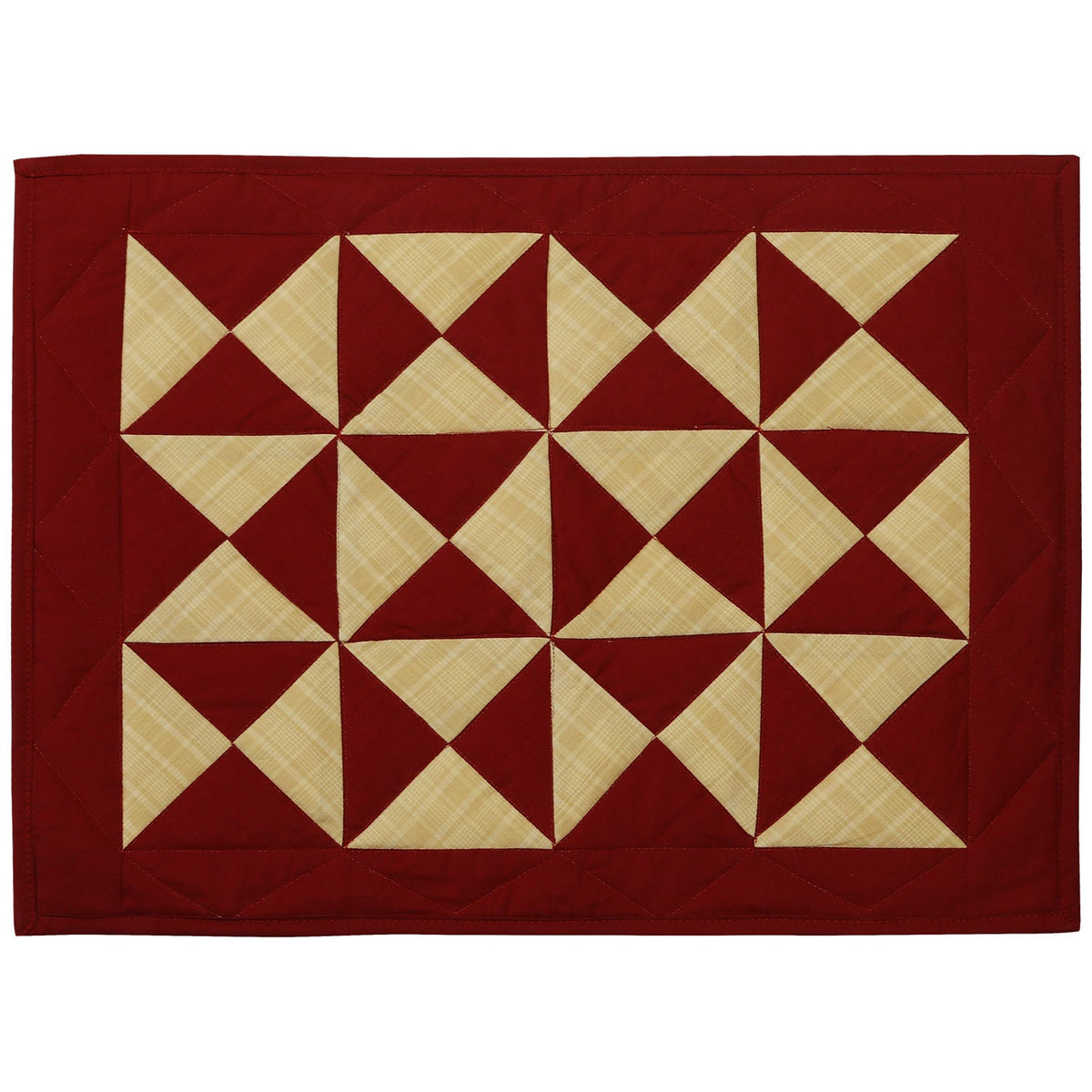 Quilted placemats tablemat patchwork 14"X19" Country Kaleidoscope Burgundy Khaki by HOME HEART Brands(Made in India)