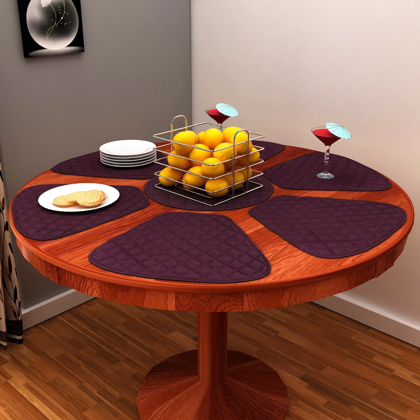 Wedge quilted placemat ,Trivet, pot holder, table mat purple duck cotton reversible by HOME HEART Brands( Made in India)