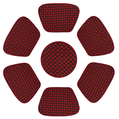 Wedge quilted placemat ,Trivet, pot holder, table mat Farm house Buffalo plaid cotton dark red black reversible by HOME HEART Brands(India)