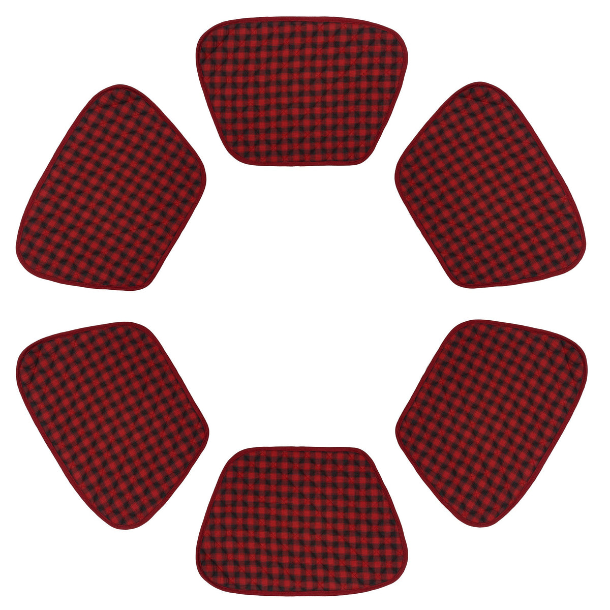 Wedge quilted placemat ,Trivet, pot holder, table mat Farm house Buffalo plaid cotton dark red black reversible by HOME HEART Brands(India)