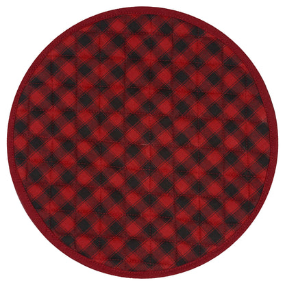 Wedge quilted placemat ,Trivet, pot holder, table mat Farm house Buffalo plaid cotton dark red black reversible by HOME HEART Brands(India)