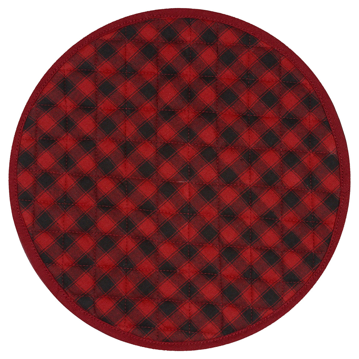 Wedge quilted placemat ,Trivet, pot holder, table mat Farm house Buffalo plaid cotton dark red black reversible by HOME HEART Brands(India)