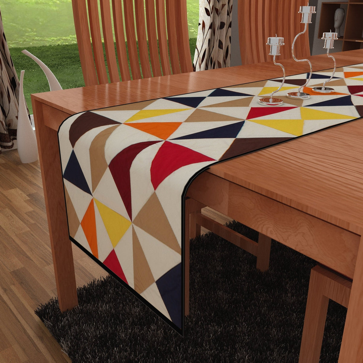 Quilted Table Runner, country Kaleidoscope multi color by HOME HEART Brands (Made in India)