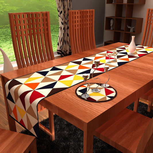 Quilted Table Runner, country Kaleidoscope multi color by HOME HEART Brands (Made in India)