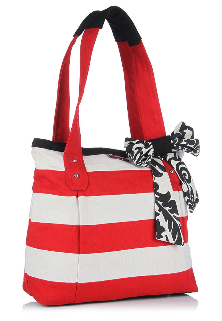 Hand bag duck cotton canvas bag hand crafted bow FRANCES bag by HOME HEART Brands(Made in India)