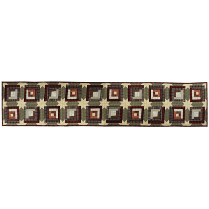 Quilted Table Runner, Wallhanging & Table Toppers Country cabin green gold plaid patchwork by HOME HEART Brands( Made in India)