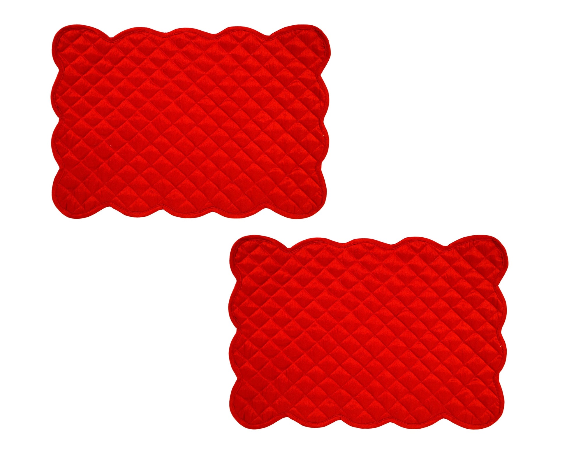 Quilted Table runner, Trivet, placemat & Table toppers duiponi Silk red reversible design by HOME HEART Brands(Made in India)