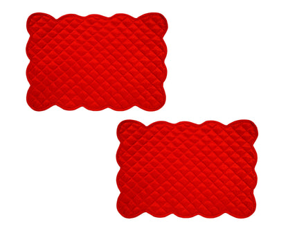 Quilted Table runner, Trivet, placemat & Table toppers duiponi Silk red reversible design by HOME HEART Brands(Made in India)