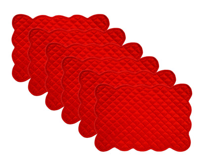 Quilted Table runner, Trivet, placemat & Table toppers duiponi Silk red reversible design by HOME HEART Brands(Made in India)