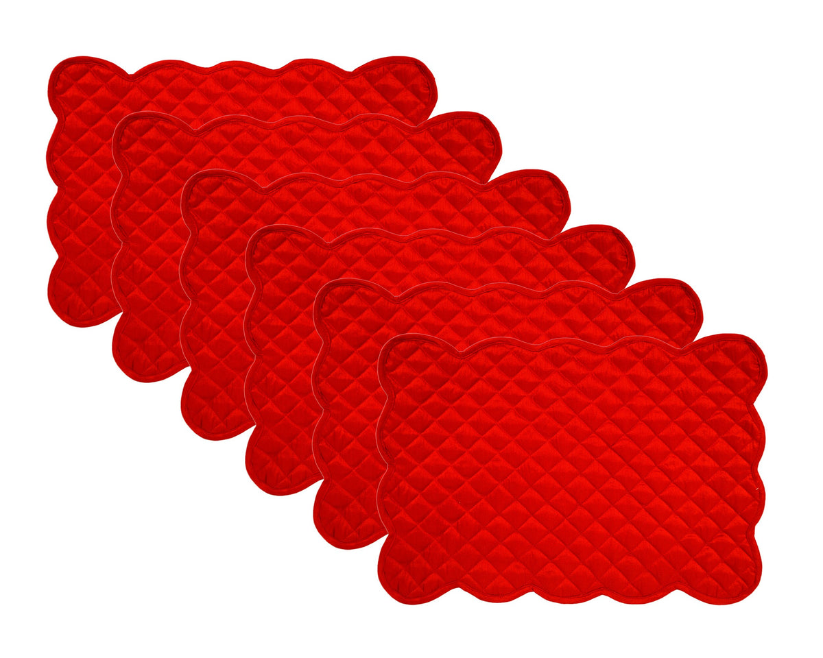 Quilted Table runner, Trivet, placemat & Table toppers duiponi Silk red reversible design by HOME HEART Brands(Made in India)