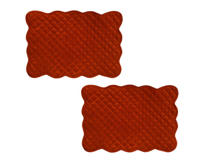 Quilted Table runner, Trivet, placemat  & Table toppers duiponi Silk burnt orange reversible design by HOME HEART Brands(Made in India)