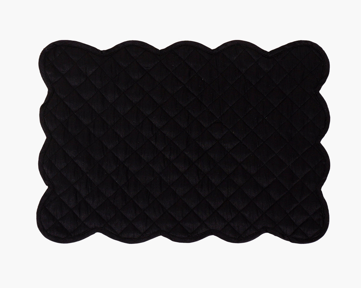Dupioni Silk black reversible Quilted Table runner, Trivet, placemat & Table toppers design by HOME HEART Brands