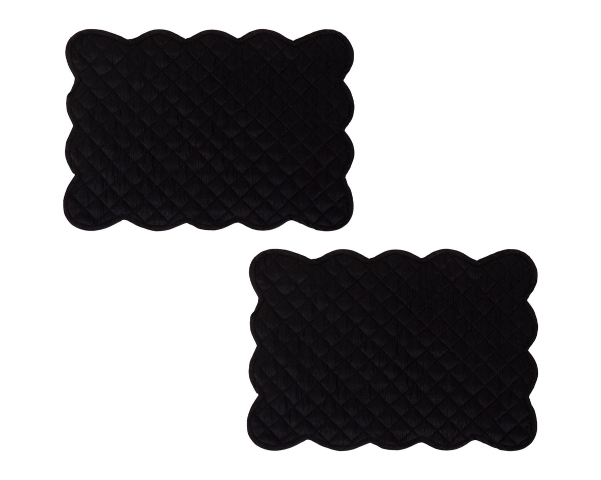 Dupioni Silk black reversible Quilted Table runner, Trivet, placemat & Table toppers design by HOME HEART Brands