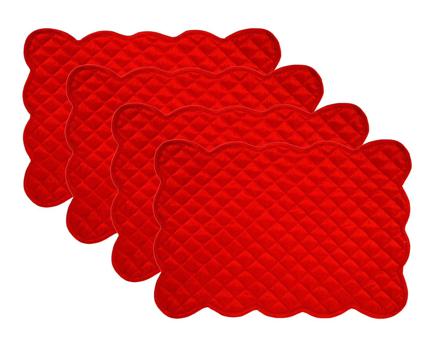 Quilted Table runner, Trivet, placemat & Table toppers duiponi Silk red reversible design by HOME HEART Brands(Made in India)