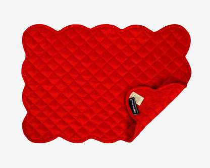 Quilted Table runner, Trivet, placemat & Table toppers duiponi Silk red reversible design by HOME HEART Brands(Made in India)