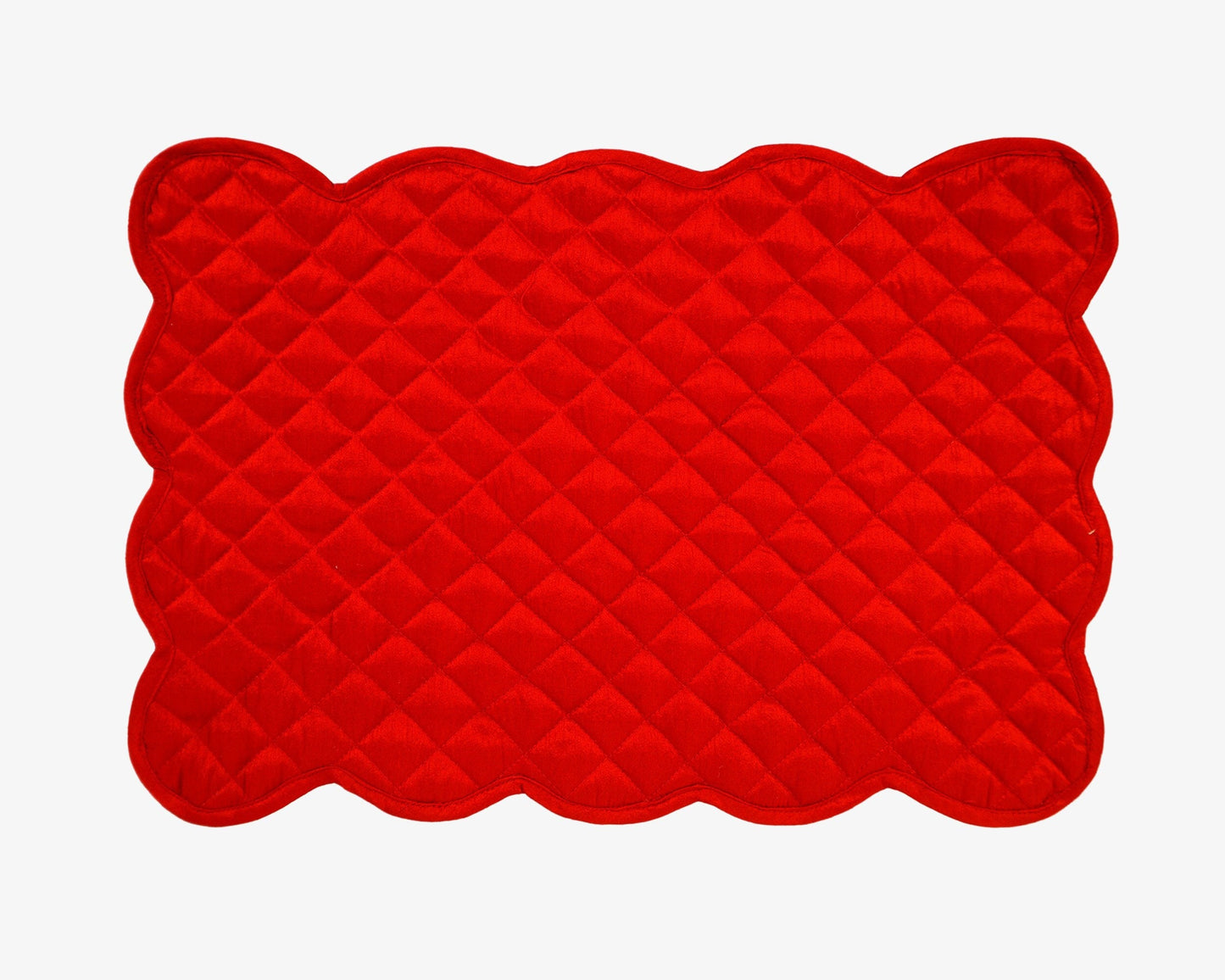 Quilted Table runner, Trivet, placemat & Table toppers duiponi Silk red reversible design by HOME HEART Brands(Made in India)