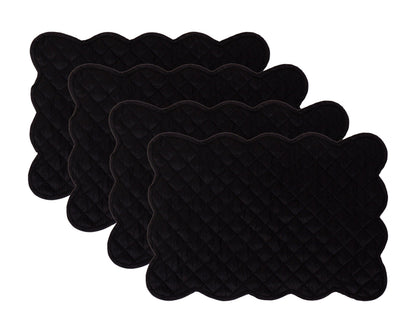 Dupioni Silk black reversible Quilted Table runner, Trivet, placemat  & Table toppers design by HOME HEART Brands