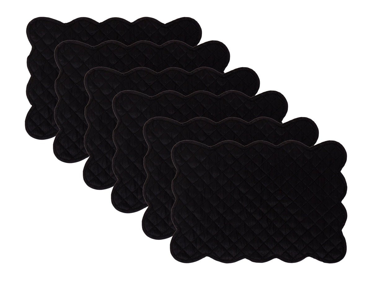 Dupioni Silk black reversible Quilted Table runner, Trivet, placemat & Table toppers design by HOME HEART Brands