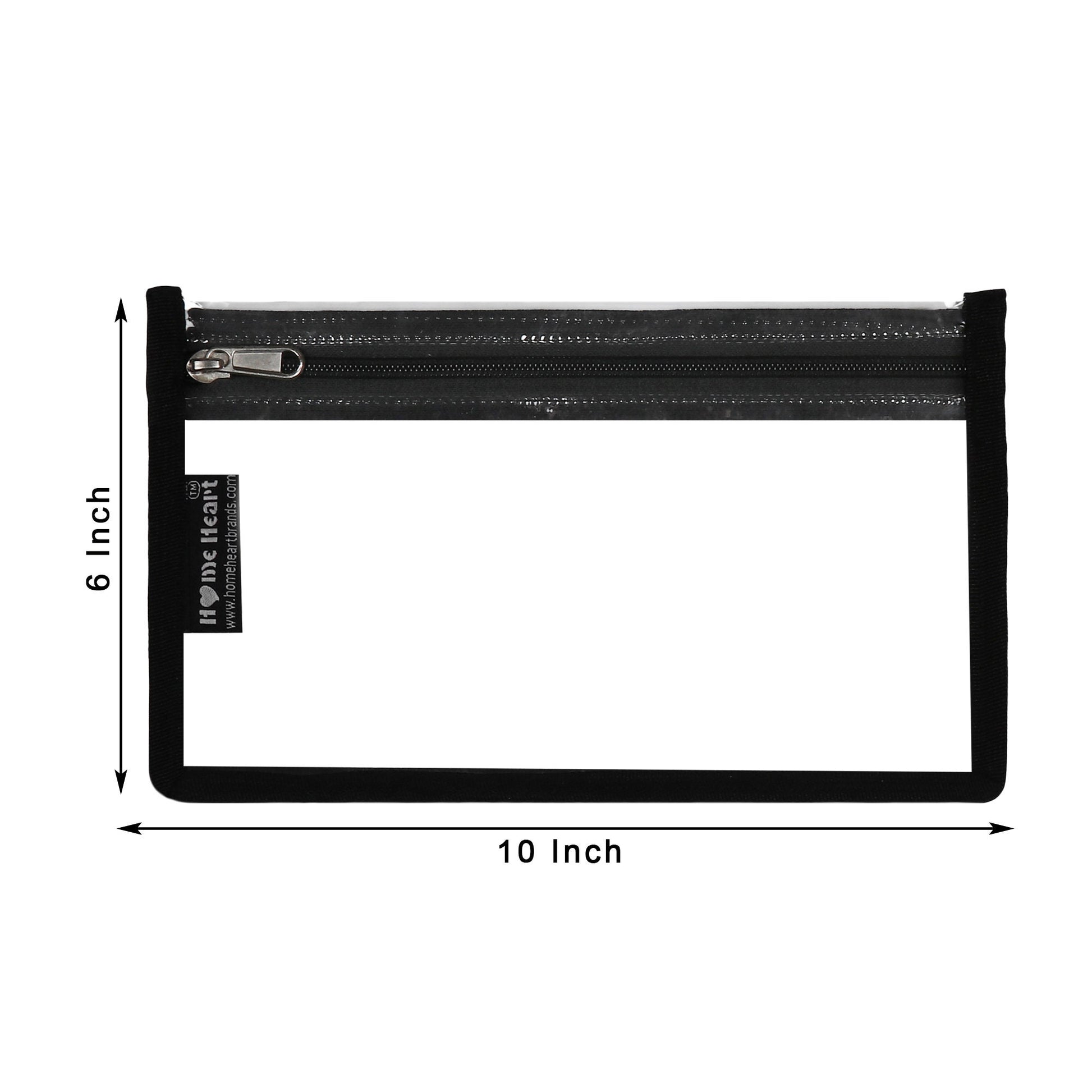 HOME HEART Brands multi-Purpose Water Resistant Clear Pvc Organizer Bag Pouch with YKK #5 Zipper Closure Small Size 6"x10"(Made in India)