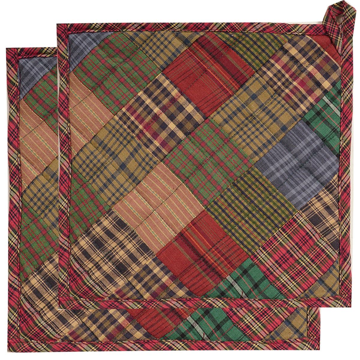 Quilted Pot Holder/Table topper/hot pads patchwork for kitchen Lincoln Mix 9"x9" by HOME HEART Brands( Made in India)