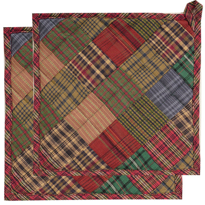 Quilted Pot Holder/Table topper/hot pads patchwork for kitchen Lincoln Mix 9"x9" by HOME HEART Brands( Made in India)