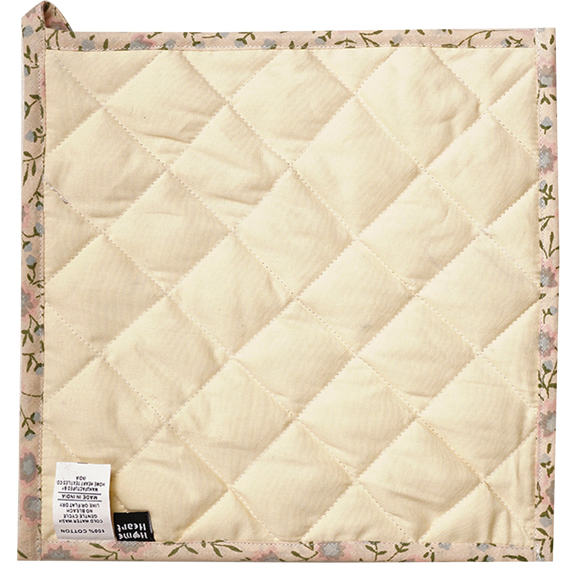 Quilted Pot Holder/Table topper/hot pads patchwork for kitchen Calico Country floral 9"x9" by HOME HEART Brands( Made in India)