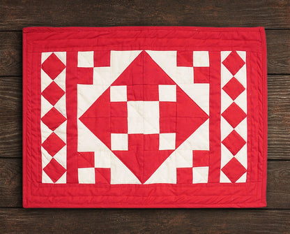 Quilted placemats / Tablemat patchwork red diamond square red country by HOME HEART Brands(Made in India)