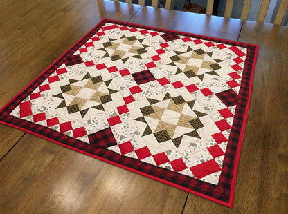 Table runner, small quilt,Wallhanging Table Toppers multi prints Twinkle star patchwork with sew pocket by HOME HEART Brands(Made in India)