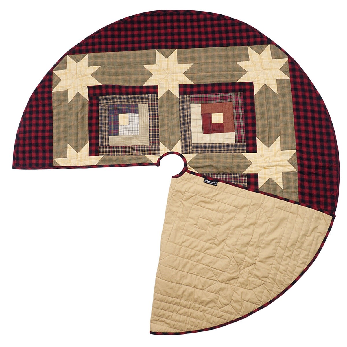 Christmas tree skirt quilted patchwork Country cabin plaid Thick Double Layer Heirloom Quality by HOME HEART Brands(Made in India)