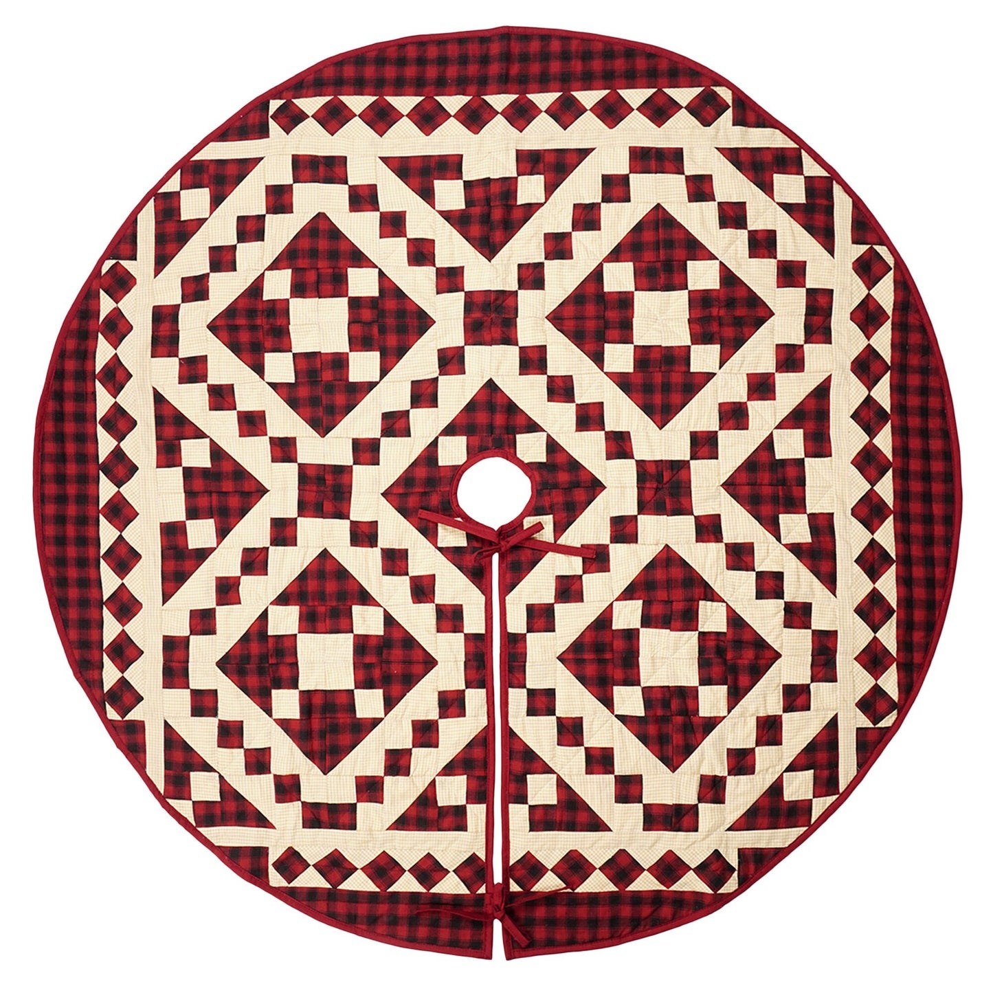 Christmas tree skirt quilted patchwork Red diamond square plaid Thick Double Layer Heirloom Quality by HOME HEART Brands(Made in India)