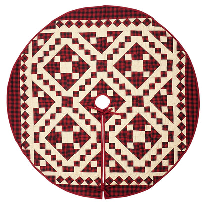 Christmas tree skirt quilted patchwork Red diamond square plaid Thick Double Layer Heirloom Quality by HOME HEART Brands(Made in India)