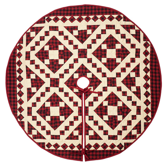 Christmas tree skirt quilted patchwork Red diamond square plaid Thick Double Layer Heirloom Quality by HOME HEART Brands(Made in India)