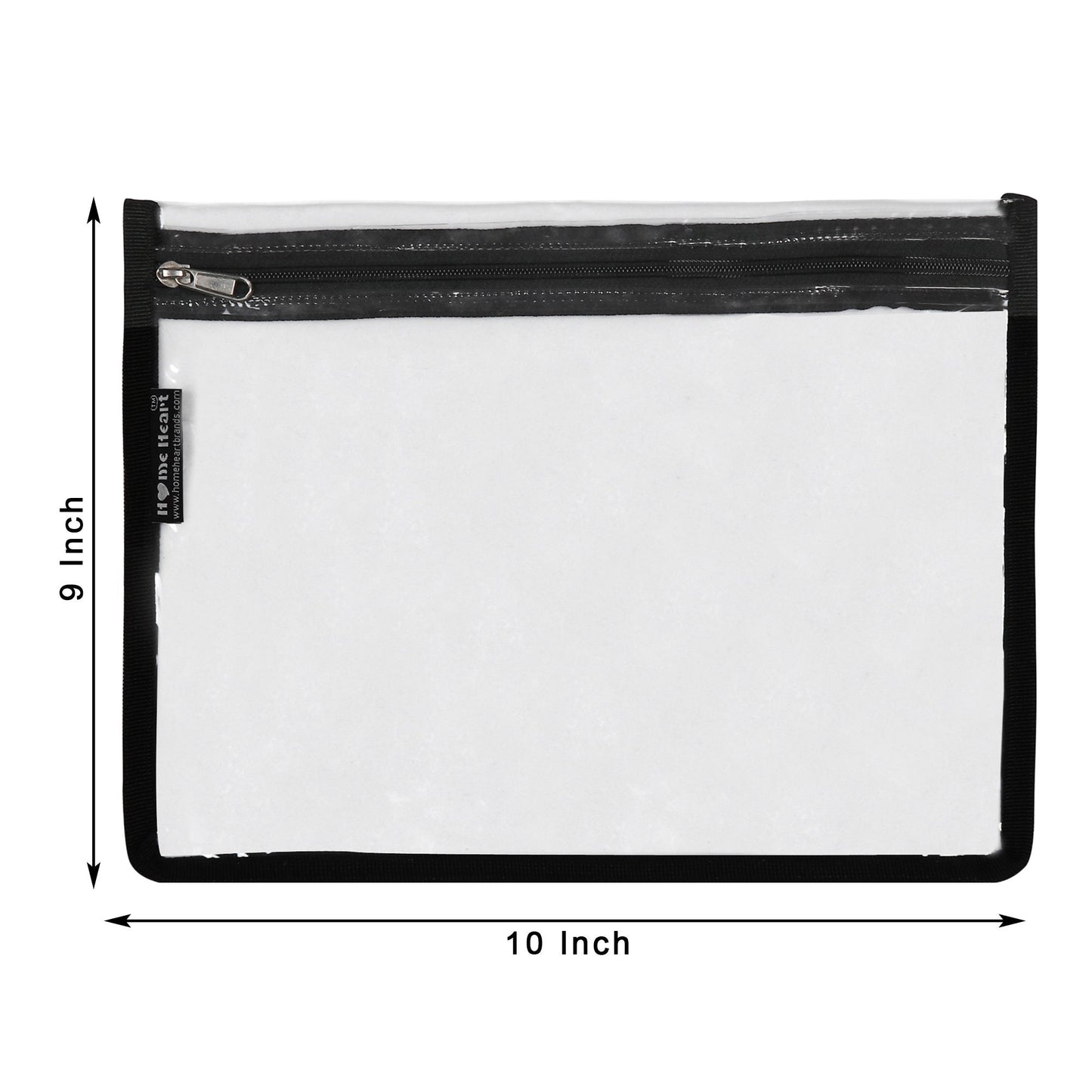 HOME HEART Brands multi-Purpose Water Resistant Clear Pvc Organizer Bag Pouch with Zipper Closure Large Size 9"x10"(Made in India)