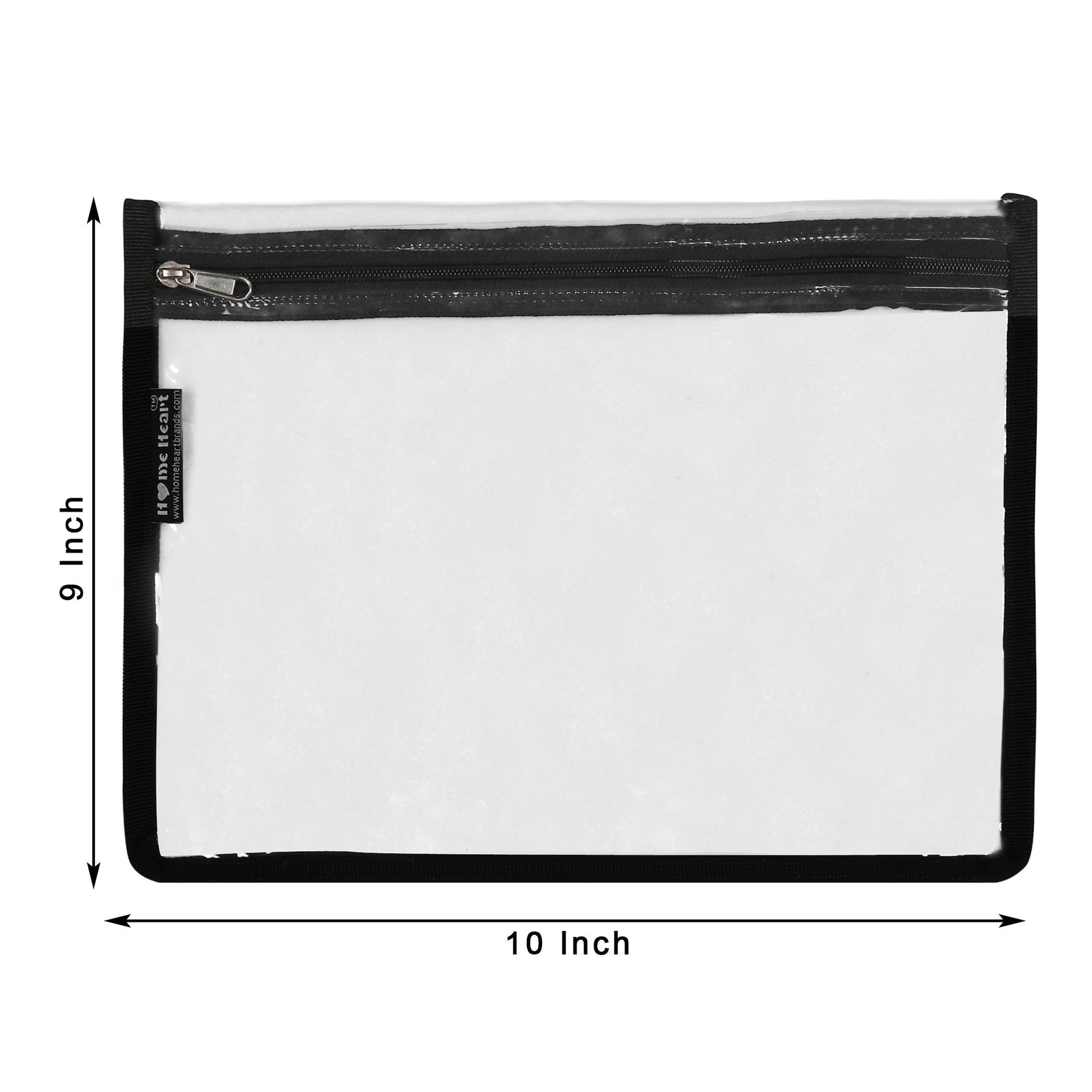 HOME HEART Brands multi-Purpose Water Resistant Clear Pvc Organizer Bag Pouch with Zipper Closure Large Size 9"x10"(Made in India)