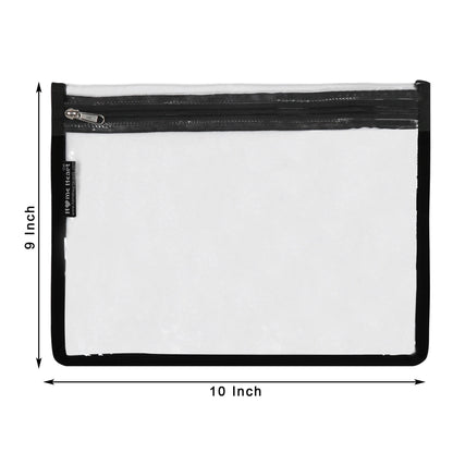 HOME HEART Brands multi-Purpose Water Resistant Clear Pvc Organizer Bag Pouch with Zipper Closure Large Size 9"x10"(Made in India)
