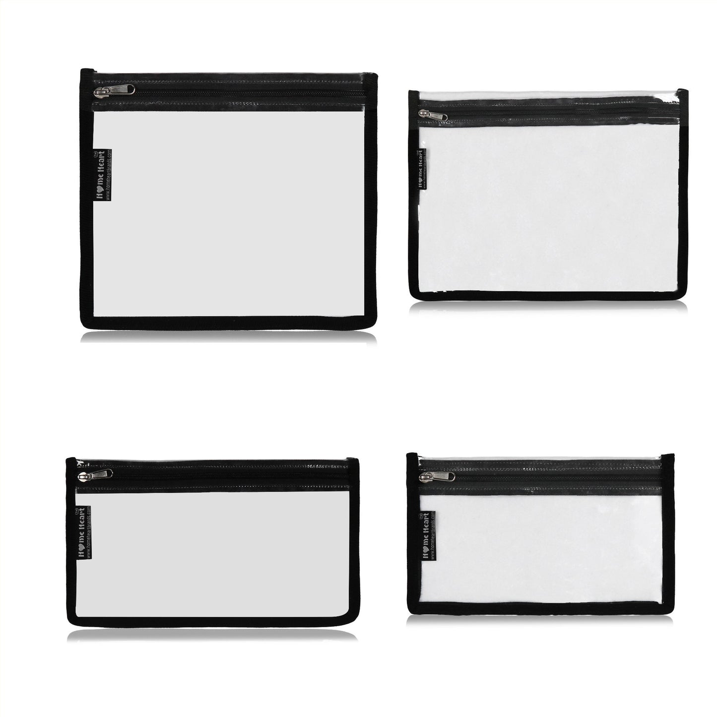 HOME HEART Brands multi-Purpose Water Resistant Clear Pvc Organizer Bag with Zipper Closure 4 pack (mix size XXL, L, M & S )(Made in India)