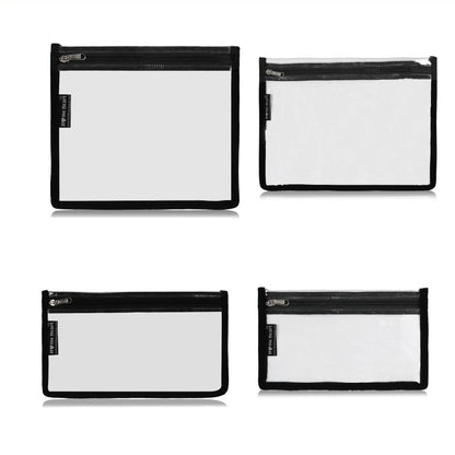 HOME HEART Brands multi-Purpose Water Resistant Clear Pvc Organizer Bag with Zipper Closure 4 pack (mix size XXL, L, M & S )(Made in India)