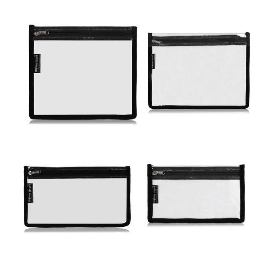 HOME HEART Brands multi-Purpose Water Resistant Clear Pvc Organizer Bag with Zipper Closure 4 pack (mix size XXL, L, M & S )(Made in India)