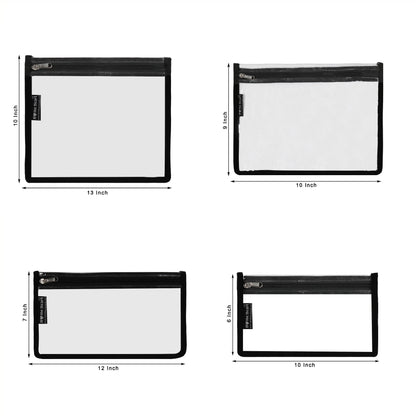HOME HEART Brands multi-Purpose Water Resistant Clear Pvc Organizer Bag with Zipper Closure 4 pack (mix size XXL, L, M & S )(Made in India)