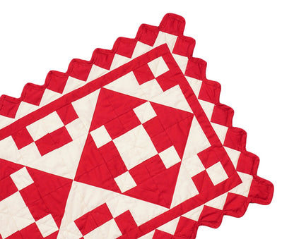 Valentine day Quilted Table Runners & Toppers patchwork red diamond square calico fabric by HOME HEART Brands (Made in India)