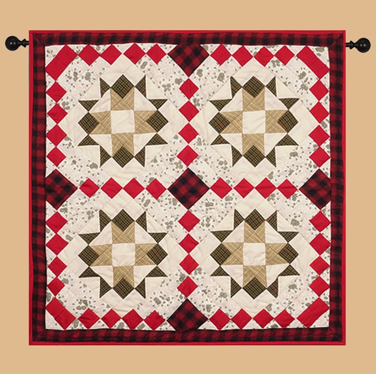 Table runner, small quilt,Wallhanging Table Toppers multi prints Twinkle star patchwork with sew pocket by HOME HEART Brands(Made in India)
