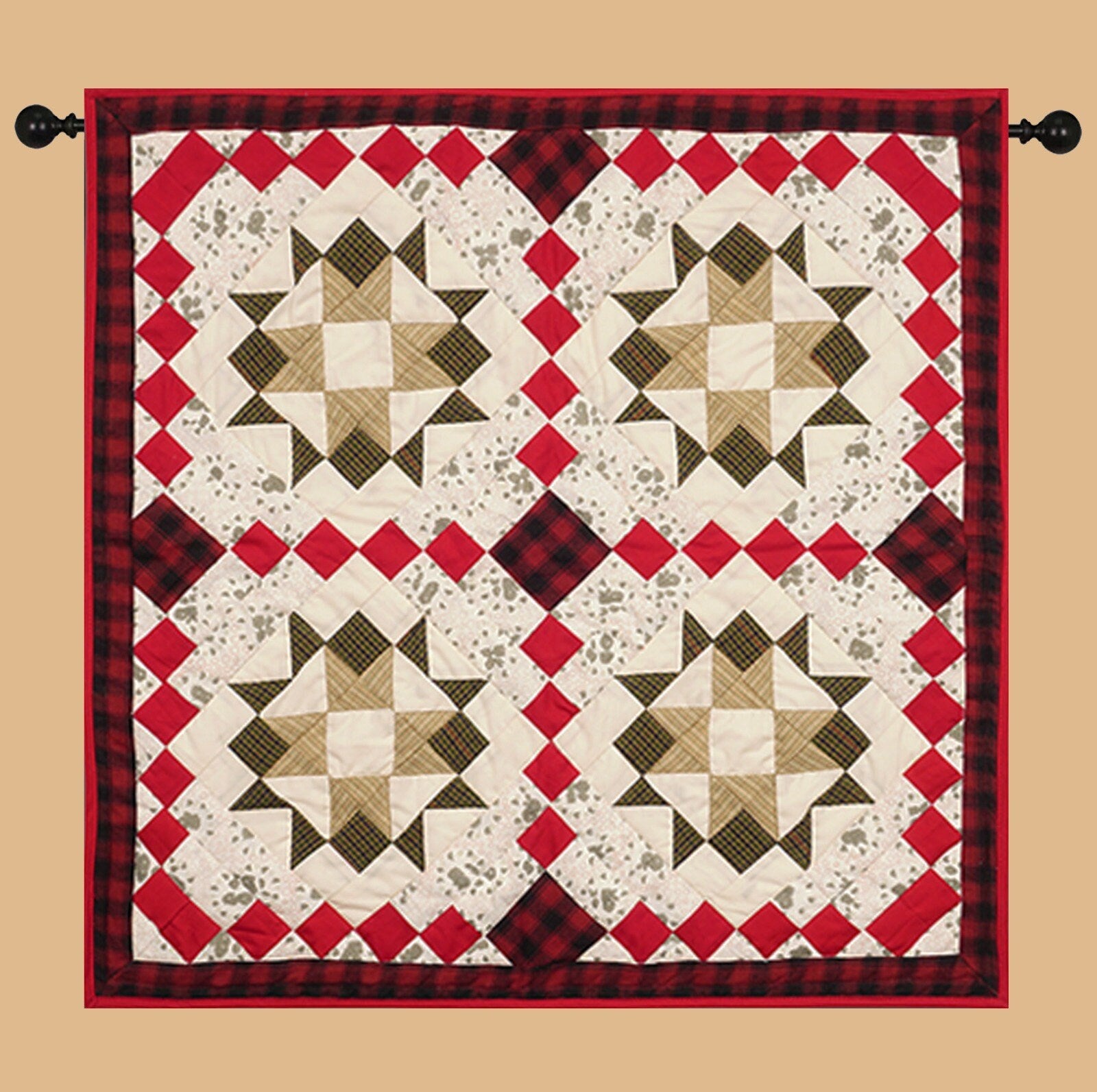 Table runner, small quilt,Wallhanging Table Toppers multi prints Twinkle star patchwork with sew pocket by HOME HEART Brands(Made in India)