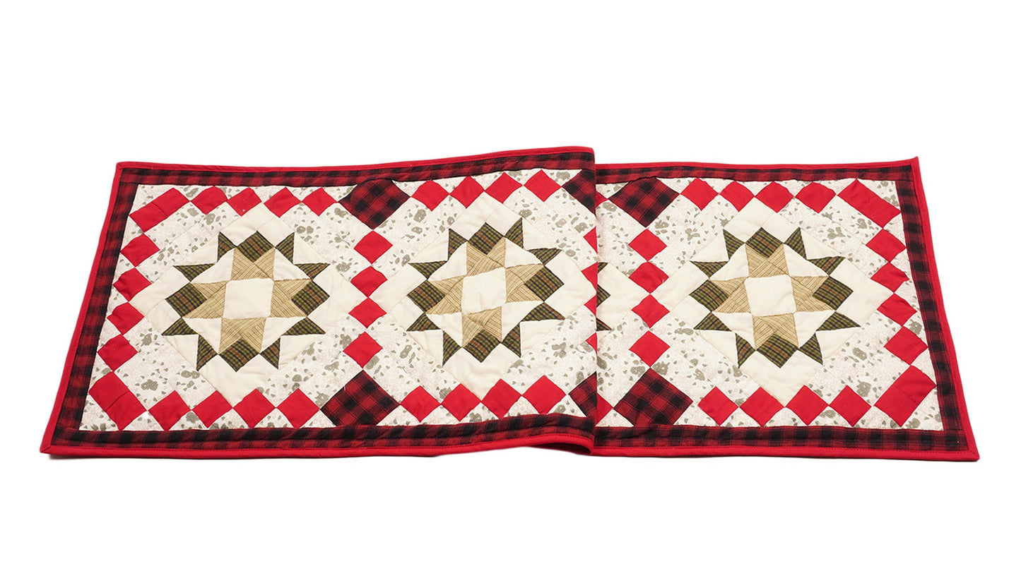 Quilted Table Runner & Toppers patchwork twinkle star plaid calico print plain fabric by HOME HEART Brands(Made in India)