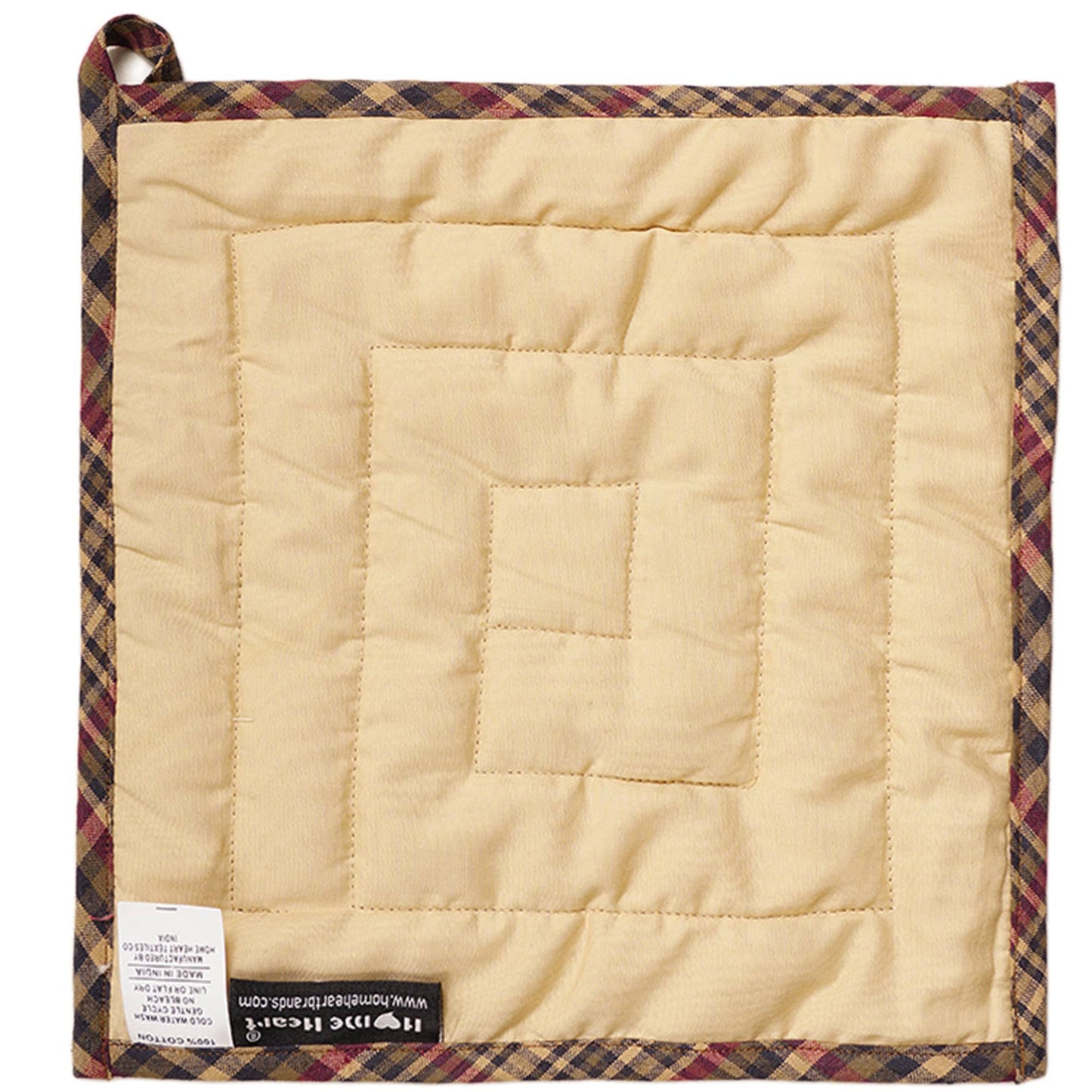 Quilted Pot Holder/Table topper/hot pads patchwork for kitchen Colonial Country Cabin Mix plaid 9"x9" by HOME HEART Brands( Made in India)
