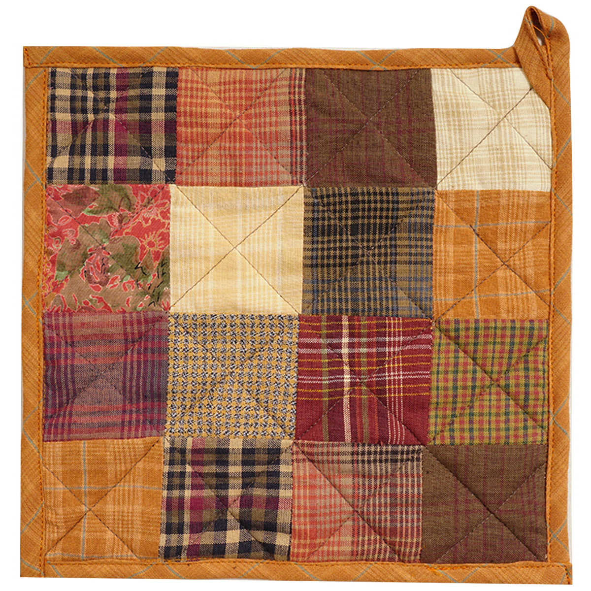 Quilted Pot Holder/Table topper/hot pads patchwork for kitchen fall mix 9"x9" by HOME HEART Brands( Made in India)