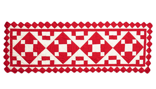 Valentine day Quilted Table Runners & Toppers patchwork red diamond square calico fabric by HOME HEART Brands (Made in India)