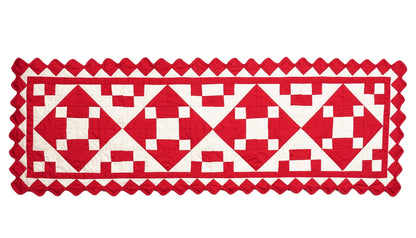 Valentine day Quilted Table Runners & Toppers patchwork red diamond square calico fabric by HOME HEART Brands (Made in India)
