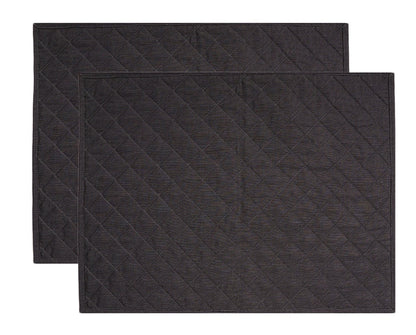 Quilted placemat table mat black 100% cotton chambray 14"X19" by HOME HEART Brands (made in INDIA)