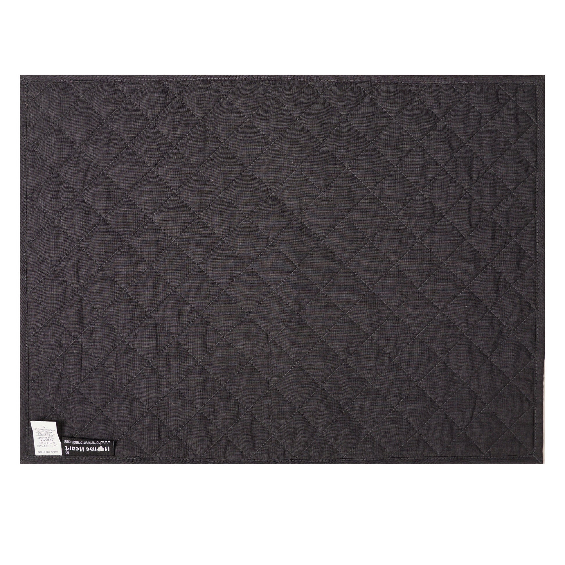 Quilted placemat table mat black 100% cotton chambray 14"X19" by HOME HEART Brands (made in INDIA)